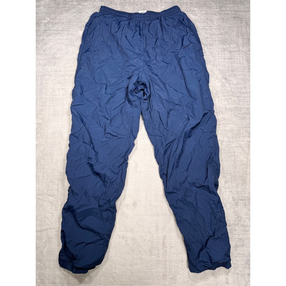 Nike Pants Mens Large Blue Nylon Vintage 90s Windbreaker Swoosh Ankle Zip Lined